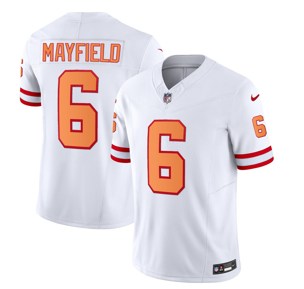 Men's Tampa Bay Buccaneers #6 Baker Mayfield 2023 F.U.S.E. White Throwback Limited Football Stitched Jersey